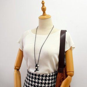 New pearl leaf brooch long necklace